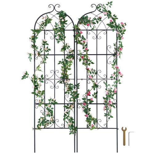 VEVOR Garden Trellis for Climbing Plants, 71 x 20 in, 2 Packs Rustproof Metal Garden Flower Trellis, Outdoor Climbing Rose Trellis Cucumbers Support,