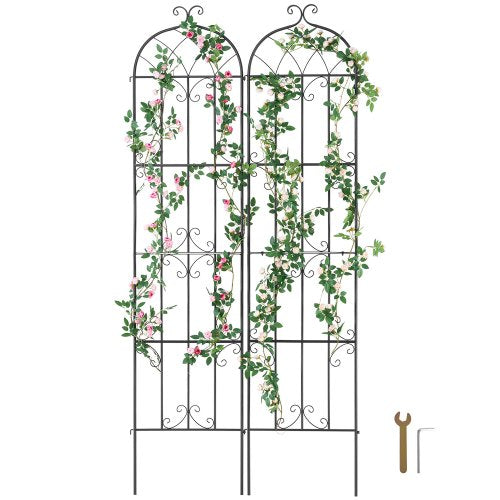 VEVOR Garden Trellis for Climbing Plants, 87 x 20 in, 2 Packs Rustproof Metal Garden Flower Trellis, Outdoor Climbing Rose Trellis Cucumbers Support,