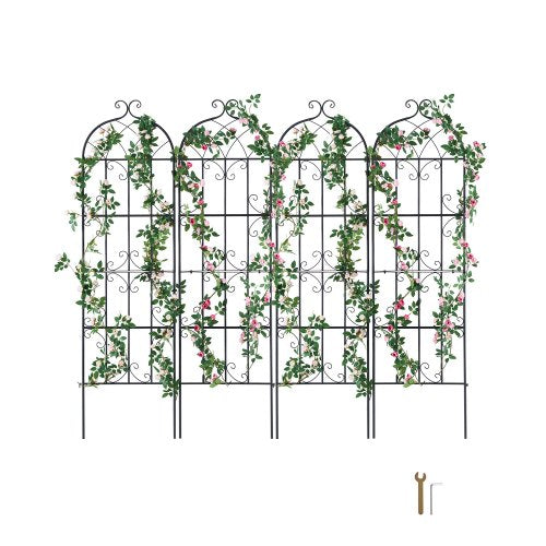 VEVOR Garden Trellis for Climbing Plants, 71 x 20 in, 4 Packs Rustproof Metal Garden Flower Trellis, Outdoor Climbing Rose Trellis Cucumbers Support,