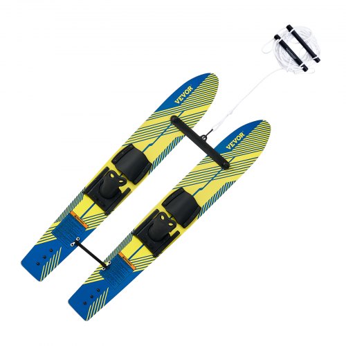 VEVOR 46" Water Skis, Kids Water Ski Trainers with X-7 Adjustable Bindings, Double-Handle Rope & Removable Stabilizing Bar, Training Waterskis Combo f