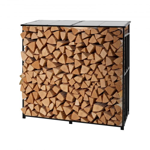 VEVOR Firewood Rack with Sloped Roof, 6 ft Outdoor Firewood Holder, 1-4 Cord Log Storage Shed, 660lb Max Weight Capacity, Powder-Coated Metal Wood Sto