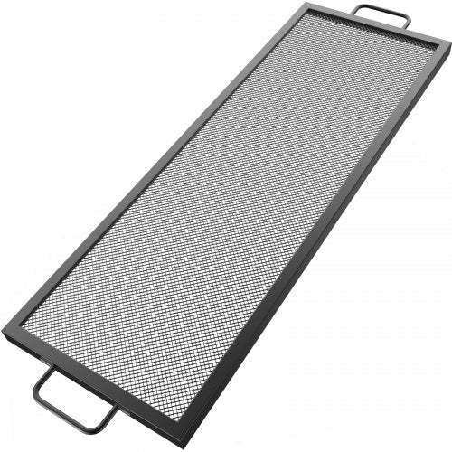VEVOR Rectangle Fire Pit Grate, 44-inch Fire Pit Grill Grate, X-Marks Rectangle Grill Grate, Black Steel Fire Grate, Fire Pit Cooking Grate with Handl