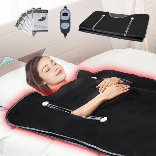 VEVOR Sauna Blanket for Detoxification, Portable Far Infrared Sauna for Home, Oxford Sauna Bag w Arm Holes & Carbon Fiber Heating, 1-6 Level Adjustab