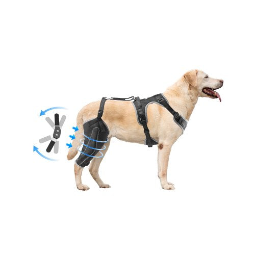 VEVOR Dog Knee Brace for Torn ACL, Dog Leg Brace with Adjustable Hinge Stabilizer, Pet Knee Support Harness for Right Hind Leg, Pain Relief, Reflectiv