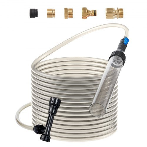 VEVOR Aquarium Vacuum Gravel Cleaner, 30ft PVC Hose Fish Tank Vacuum Gravel Cleaner, Siphon Fish Tank Cleaner Vacuum, 3 Types of Brass Adapters, for F