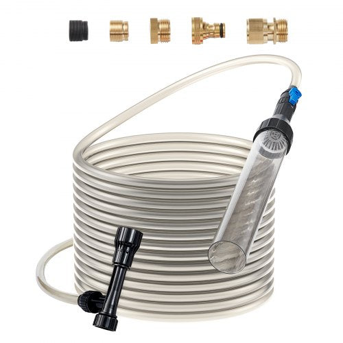 VEVOR Aquarium Vacuum Gravel Cleaner, 25 ft PVC Hose Fish Tank Vacuum Gravel Cleaner, Siphon Fish Tank Cleaner Vacuum, 3 Types of Brass Adapters, for 