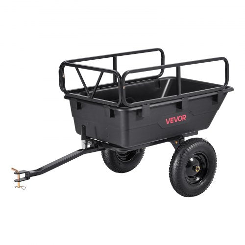 VEVOR Garden Utility Trailer, 10 Cu. Ft 227 kg, ATV UTV Hauling Trailer, Tow Behind Poly Dump Cart with 16" Tires, Hand Pull or Foot Pedal, Heavy Duty