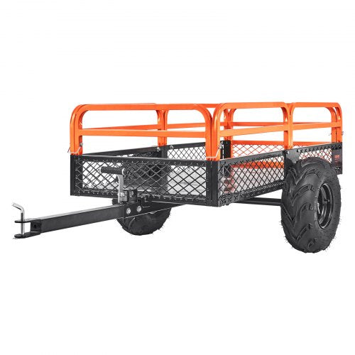 VEVOR Heavy Duty Steel ATV Dump Trailer, 680 kg Load Capacity 0.43 Cubic Meter, Tow Behind Dump Cart Garden Trailer, with Removable Sides and 2 Tires,