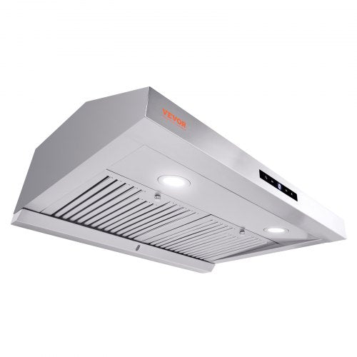 VEVOR Under Cabinet Range Hood, Dual Motors Ductless Kitchen Stove Vent, Stainless Steel Permanent Filter with 3-Speed Exhaust Fan, 2 Baffle Filters,