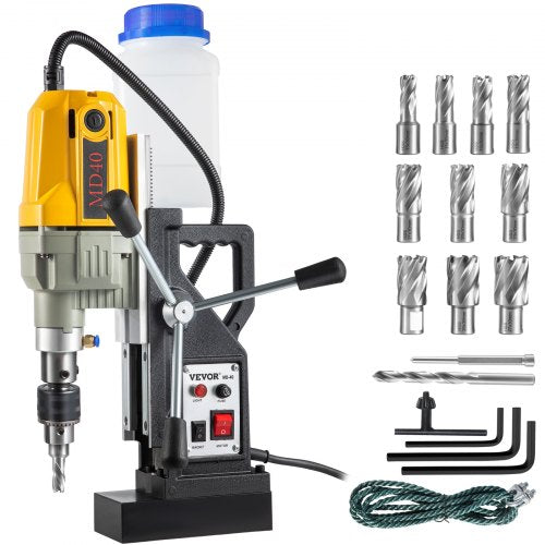 VEVOR Magnetic Drill, 1100W 1.57" Boring Diameter, 2697lbf-12000N Portable Electric Mag Drill Press with 12 Bits, 580 RPM Max Speed Drilling Machine f