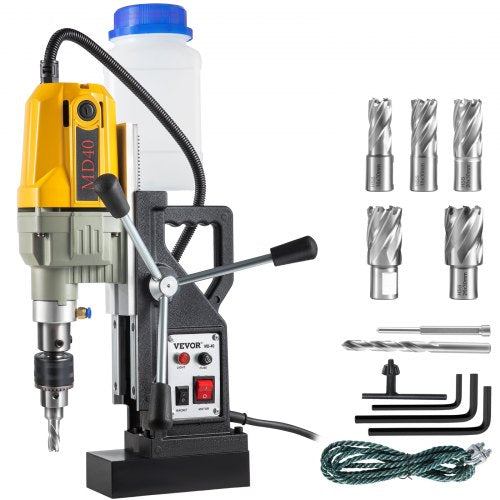 VEVOR Magnetic Drill, 1100W 1.57" Boring Diameter, 2697lbf-12000N Portable Electric Mag Drill Press with 7 Bits, 580 RPM Max Speed Drilling Machine fo