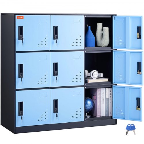 VEVOR 9 Doors Metal Storage Cabinet Employees Steel Storage Cabinet Office Black