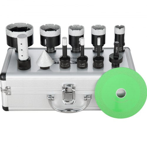 VEVOR Diamond Core Drill Bit Set, 8 PCS 6-8-10-25-35-38-50-65mm Diamond Hole Saw Kit, with Finger Milling Bit Cone Bit Saw Blade and Storage Case for 