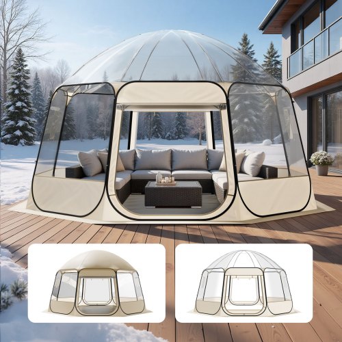 VEVOR Pop up Bubble Tent, 15 x 13.8 ft Waterproof & UV-Resistant, Clear Camping Tent Shelter, Outdoor Garden Dome Igloo Tents with Windows, 540° Panor