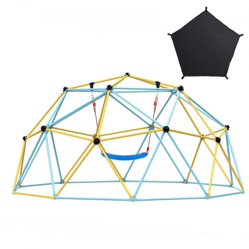 VEVOR Climbing Dome, for Kids 3 to 10 Years Old,10FT Geometric Dome Climber with Hammock and Swing,  Jungle Gym Supports 750LBS and Easy Assembly, wit