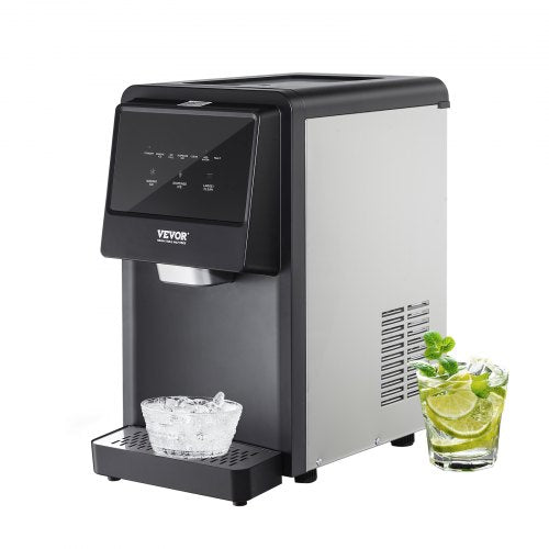 VEVOR Countertop Ice Maker, 62lbs in 24Hrs, Auto Self-Cleaning Portable Ice Maker with Water Filling Pipe, Water Filter and Drainpipe, Automatic Water