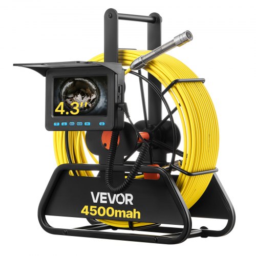 VEVOR Sewer Camera, 164 ft-50m, 4.3" Drain Inspection Camera, IP68 Waterproof Snake Plumbing Camera with Lights - 6 Adjustable LEDs, 4500mAh Battery &