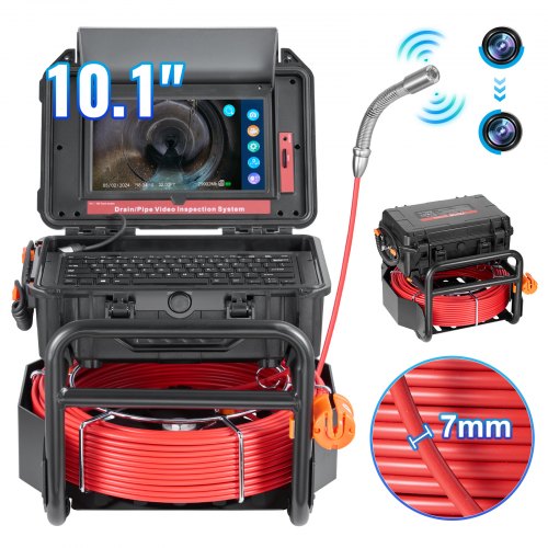 VEVOR Sewer Camera, 165 ft-50m, Self-Leveling Drain Camera with 10.1" Touchscreen, 512Hz Transmitter & Distance Counter, IP67 Snake Plumbing Camera wi