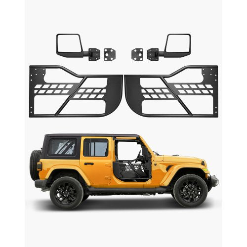 VEVOR Jeep Tube Doors, 2-Door, Hunting Style Jeep Tubular Door with Heavy-Duty Hinges & OE Latch, Jeep Doors with Rear View Mirrors, Fit for 2018-2024