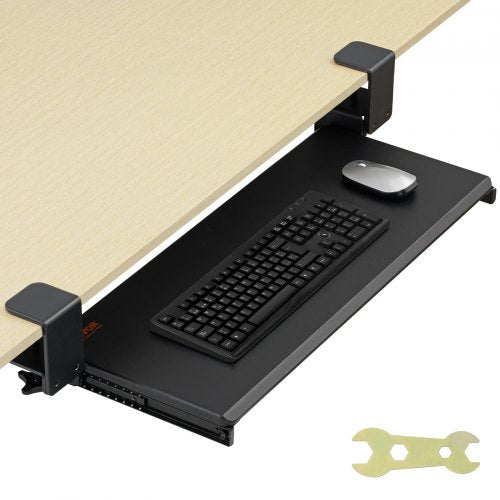 VEVOR Keyboard Tray Under Desk, Pull out Keyboard-Mouse Tray Under Desk with Sturdy No-drill C Clamp Mount, Large 26.8 x 11 inch Slide-out Computer Dr