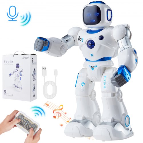 VEVOR RC Robot Toys for Kids, 2.4GHz Programmable Remote Control Smart Robot with Touch, Voice & APP Control, Interactive Singing Dancing Robot for Ag