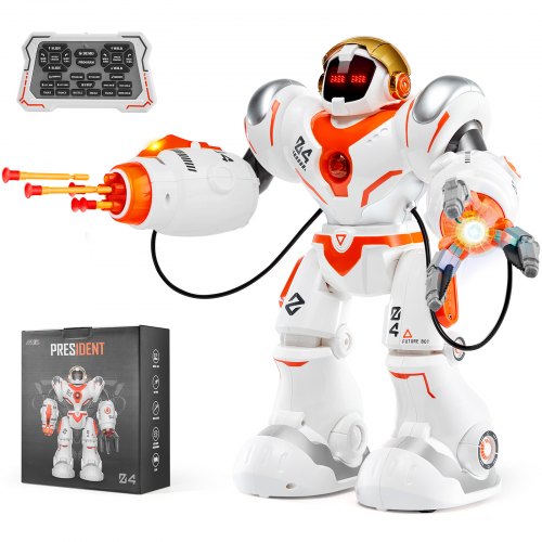 VEVOR RC Robot Toys for Kids, Battle Mode Programmable Remote Control Smart Robot with Bullets, Interactive Walking Dancing Robot for Age 3 4 5 6 7 8