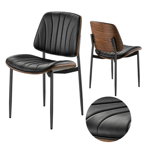 VEVOR Modern Dining Room Accent Chairs Set of 2, Upholstered Leather Side Chair for Dining Tables, Space-Saving Kitchen Table Chair with Thick Cushion