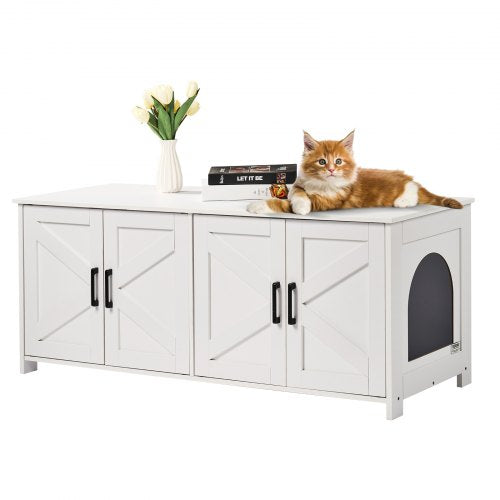 VEVOR Cat Litter Box Enclosure for 2 Cats, Litter Box Furniture Hidden with Double Rooms, Wooden Cat Box Cabinet Fit Most of Litter Box, 47.2"L x 18.5