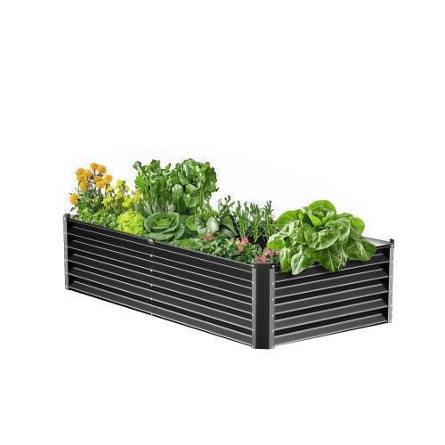 VEVOR Metal Raised Garden Bed, 6 x 3 x 1.5 ft Outdoor Galvanized Planter Box, with Open Bottom, Large Planter Raised Bed for Gardening Vegetables, Flo