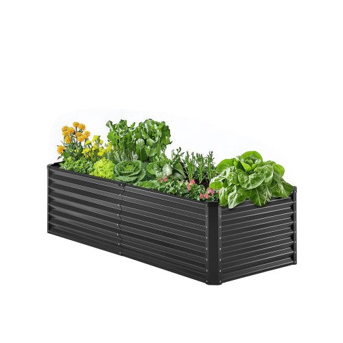 VEVOR Metal Raised Garden Bed, 6 x 3 x 2 ft Outdoor Galvanized Planter Box, with Open Bottom, Large Planter Raised Bed for Gardening Vegetables, Flowe