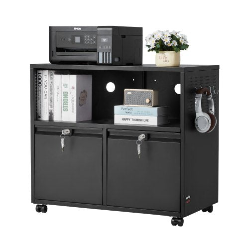 VEVOR 2 Drawers Metal File Cabinet, Lateral Filing Cabinet with Lock and Adjustable Hanging Rods, Wide Filing Storage Cabinets for Home and Office Fit