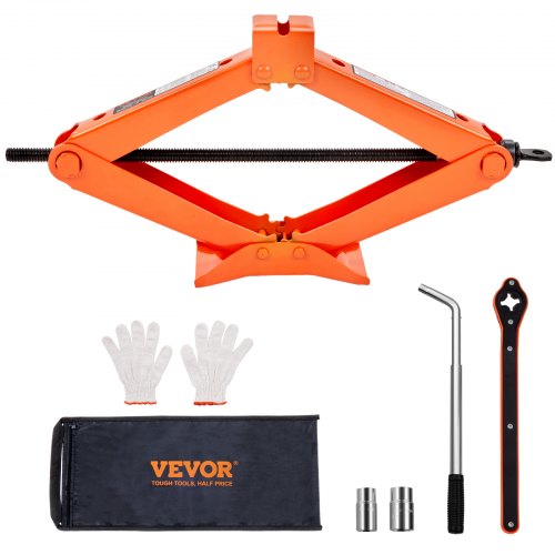 VEVOR Scissor Jack, 2.5 Ton-5512 lbs Scissor Car Jack, 3.7"-17.1" Lifting Range Scissor Lift Jack with Ratcheting Handle and L-Wrench, Portable Tire J