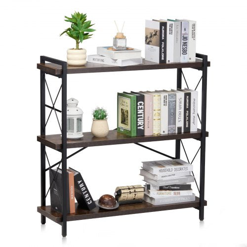 VEVOR Metal Bookshelf, 3-Tier Industrial Bookshelf, Small Rustic Storage Display Bookcase with Open Shelves, Freestanding Display Vintage Shelving Uni