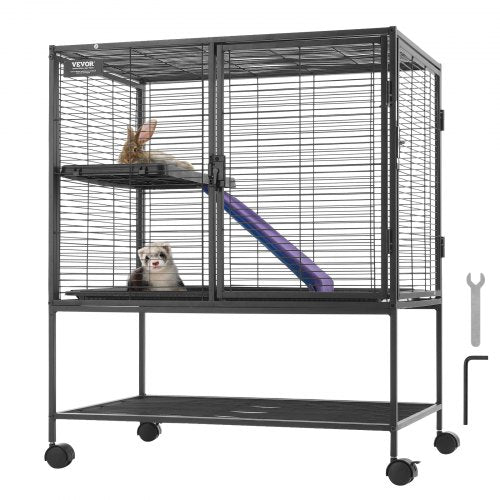 VEVOR 36" Rolling Metal Ferret Cage, Large 2-Tier Critter Nation Cage, Small Animal Cage with Ramps & Tray, Easy to Set up for Pet Rats, Hamster, Guin