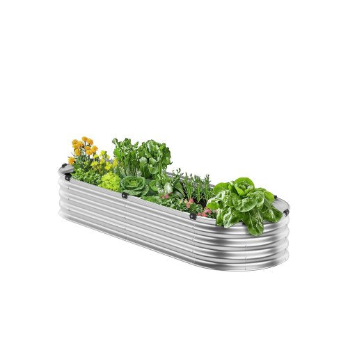 VEVOR Metal Raised Garden Bed, 4 x 2 x 1 ft Outdoor Galvanized Planter Box, with Open Bottom, Large Oval Planter Raised Bed for Gardening Vegetables,