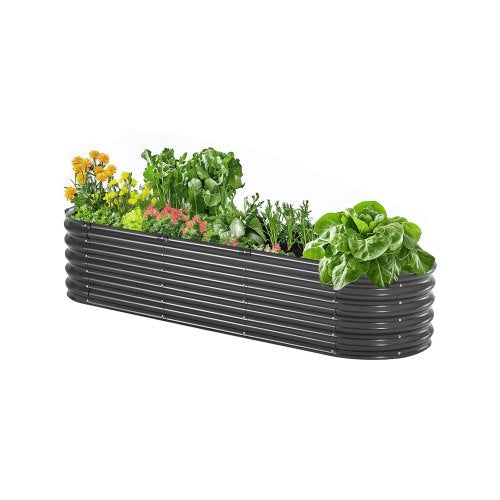 VEVOR Metal Raised Garden Bed, 6.53 x 1.96 x 1.4 ft Outdoor Galvanized Planter Box, Open Bottom, Large Oval Planter Raised Bed for Gardening Vegetable