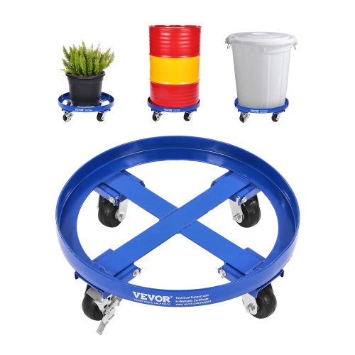 VEVOR 55 Gallon Drum Dolly, 2000 lbs Load Capacity, Heavy-Duty Barrel Dolly with Cross Braces and 4 Swivel Caster Wheels, Non Tipping Hand Truck Capac
