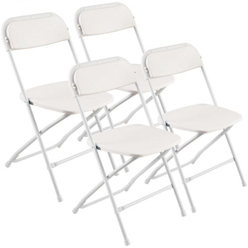VEVOR 4 Pack Folding Chairs, Foldable Plastic Chairs with Heavy Duty Metal Frame, Portable Folding Card Table Chairs, Stackable Indoor Outdoor Seats f