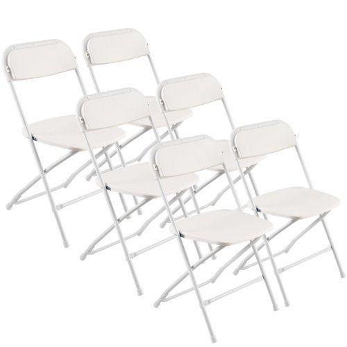 VEVOR 6 Pack Folding Chairs, Foldable Plastic Chairs with Heavy Duty Metal Frame, Portable Folding Card Table Chairs, Stackable Indoor Outdoor Seats f