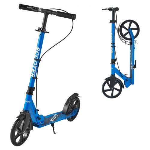 VEVOR Kick Scooter for Kids Ages 8+, Teens & Adults, 2-Wheel Toddler Scooter with Height Adjustable Handlebar, Wide Anti-Slip Deck, Foldable Lightweig