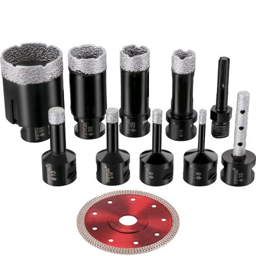 VEVOR Diamond Drill Bits 6-8-10-13-19-25-32-51 mm Diamond Hole Saw Brazed Tile Hole Saw Kit 0.59in Segment Diamond Drill Bit Finger Bit SDS Tile Hole 