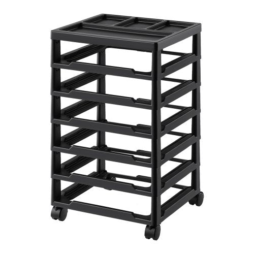 VEVOR Scrapbook Rolling Storage Cart, 6-Tier Large Capacity with Organizer Top, Black Frame with 4 Removable Wheels, PP Material Cart Only, Rolling Cr