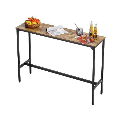 VEVOR Bar Table, Sturdy Metal Frame High Top Pub Table, Narrow Long Kitchen Dining, Cocktail Counter Bar Height Desk, Easy to Assemble, 55x15x39 in, f
