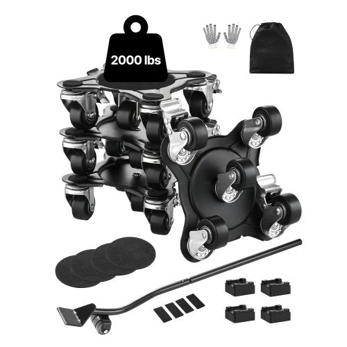 VEVOR Furniture Dolly, Maximum Load 1200 lbs, Heavy Duty Furniture Movers with 5 360° Rotation Wheels, Carbon Steel Panel, Furniture Lift Slider Tool