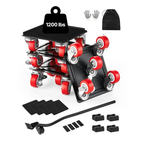 VEVOR Furniture Dolly, Maximum Load 1200 lbs, Heavy Duty Furniture Movers with 5 360° Rotation Wheels, Carbon Steel Panel, Furniture Lift Slider Tool