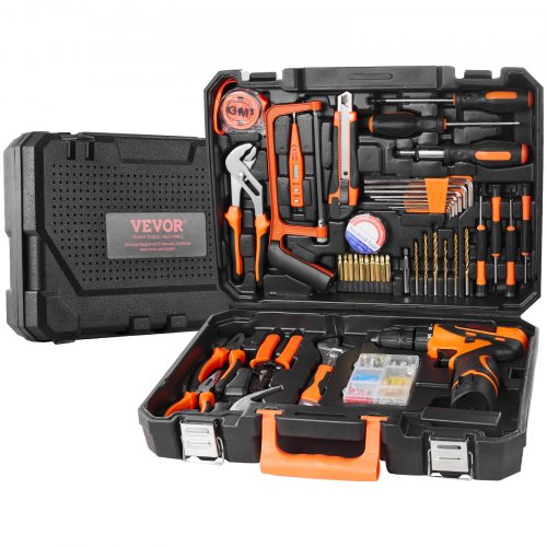 VEVOR Tool Kit, 146 Piece General Household Hand Tool Set, with Electric Drill and Portable Tool Storage Case, High-Quality Steel, for Home Maintenanc