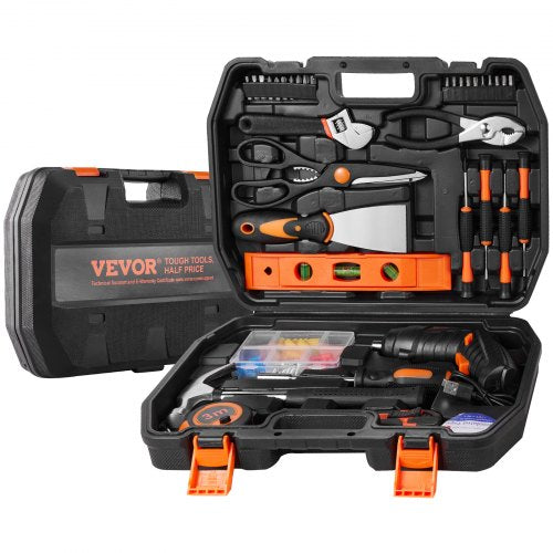 VEVOR Tool Kit, 96 Piece General Household Hand Tool Set, with Cordless Screwdriver and Portable Tool Storage Case, High-Quality Steel, for Home Maint