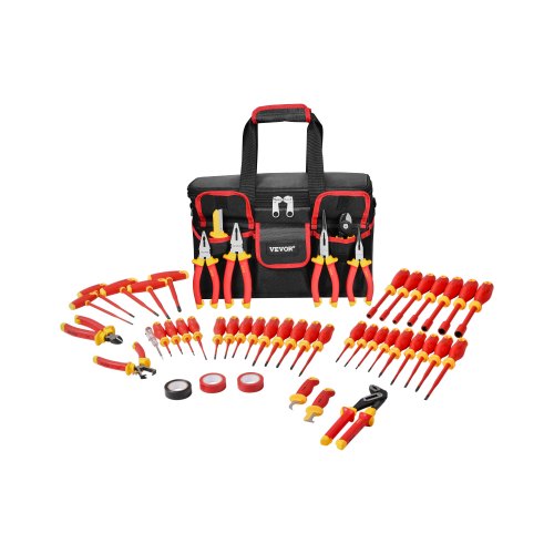 VEVOR Insulated Screwdriver Set, 50-Piece Professional Electrical Screwdriver Set, 1000V Insulated Electrician Tool, with Magnetic Tips, T-Handle Hex