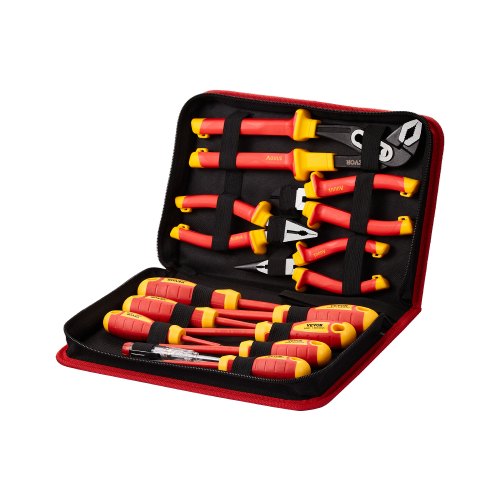 VEVOR Insulated Screwdriver Set, 12-Piece Professional Electrical Screwdriver Set, 1000V Insulated Electrician Tool Set, with Magnetic Phillips Slotte