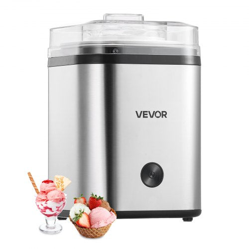 VEVOR Ice Cream Maker, 2.11 Qt. Large Capacity, Electric Automatic Ice-Cream Machine, with Easy Operation & Cleaning, Stainless Steel Shell, for Homem